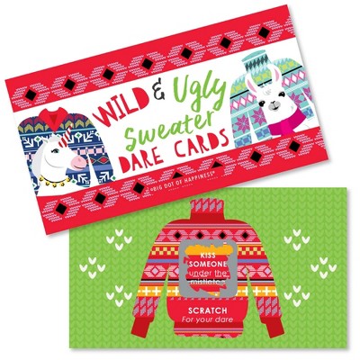 Big Dot of Happiness Wild and Ugly Sweater Party - Holiday and Christmas Animals Party Game Scratch Off Dare Cards - 22 Count