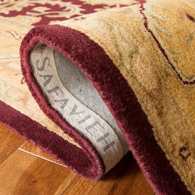 Burgundy and Gold Hand-Tufted Wool Persian Area Rug