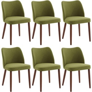 Set of 4/6 Modern Dining Chairs, Linen Upholstered, Wood Legs - 1 of 4