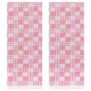 REGALWOVEN Bathroom Checked Pattern Absorbent Soft Waffle Decorative Hand Towels 13" x 28" 2 Pcs - 1 of 4