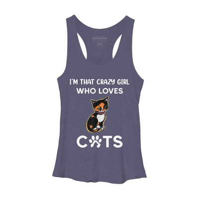 Women's Design By Humans I'm That Crazy Girl Who Loves Cats Cartoon By MeowShop Racerback Tank Top
