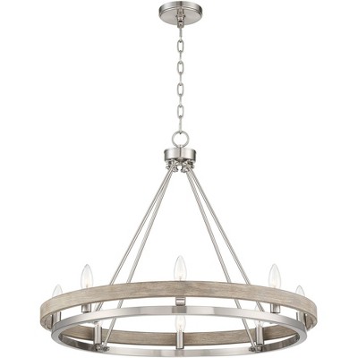 Brushed Nickel Graywood Wagon Wheel Chandelier with 8 Lights