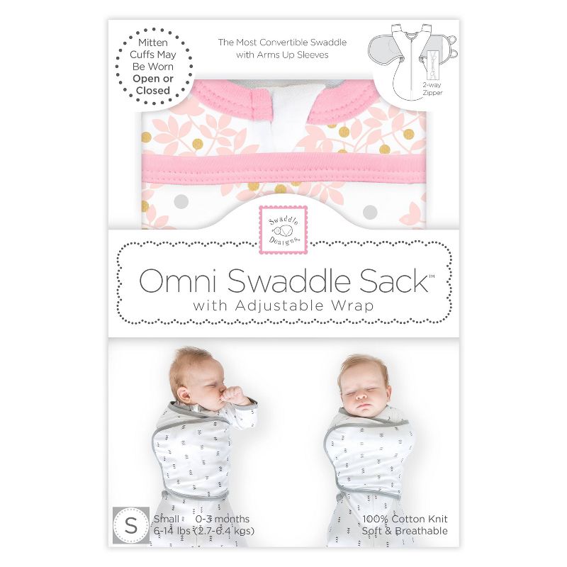 SwaddleDesigns Omni Swaddle Sack Swaddle Wrap - Pink Heavenly Floral - S - 0-3 Months, 5 of 7