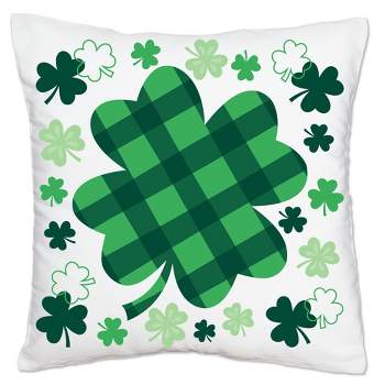 Big Dot of Happiness Shamrock St. Patrick's Day - Saint Patty's Day Party Home Decorative Canvas Cushion Case - Throw Pillow Cover - 16 x 16 Inches