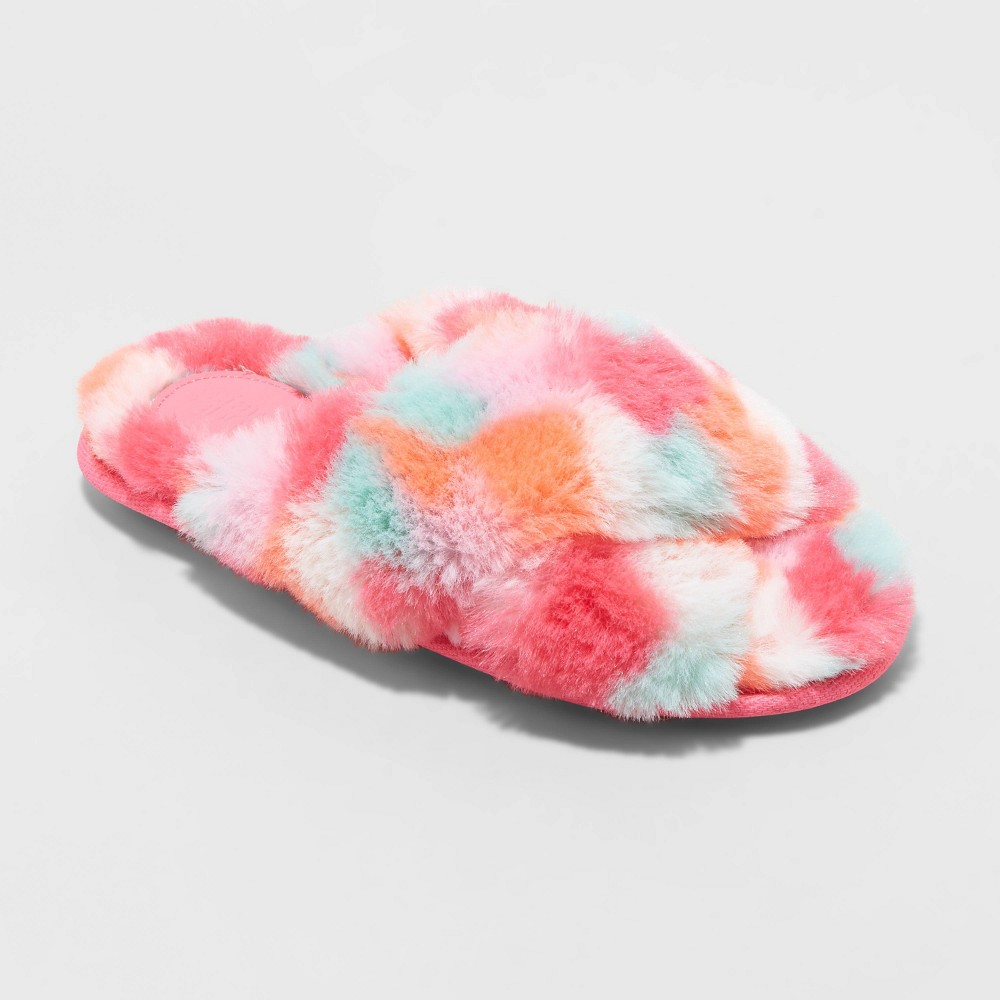 Women's Paris Crossband Fur Slide Slippers - Stars Above L, MultiColored