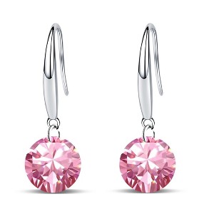 Paaaawaters 14k White Gold Plated 8.5mm Round Cut Pure Brilliance 5A Cubic Zirconia Drop Earrings - 1 of 4