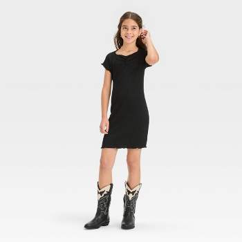 Girls' Short Sleeve Knit Cinch Neck Dress - art class™