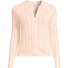 Lands' End Women's Cotton Pointelle Satin Trim Cardigan Sweater - 3 of 4
