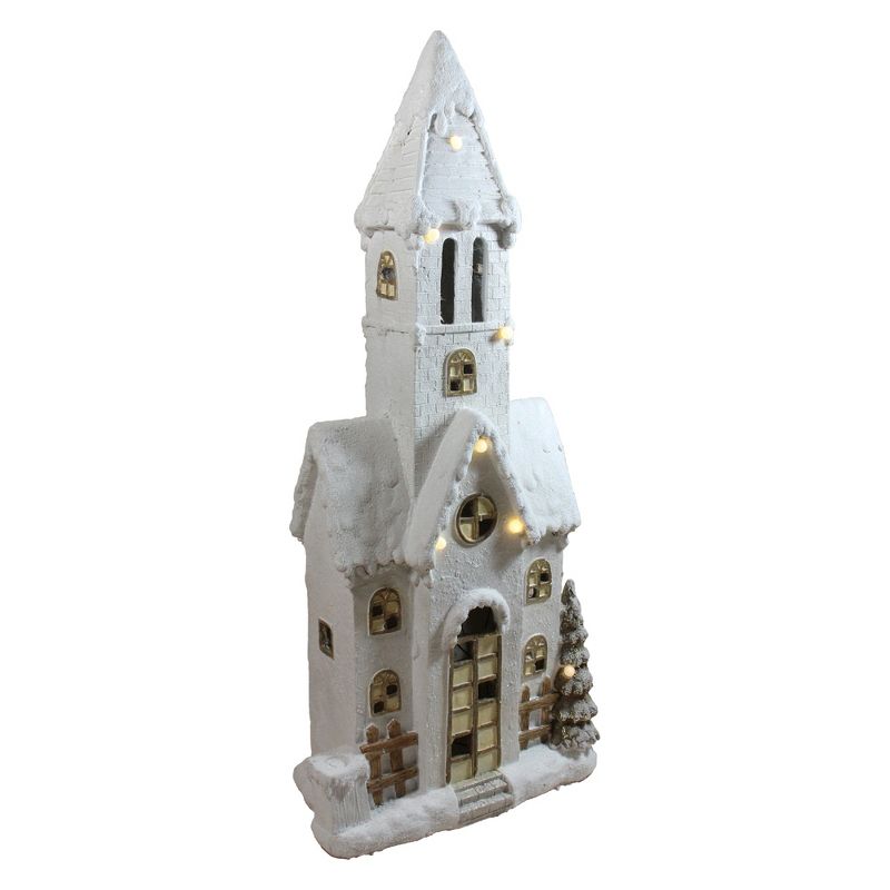 Northlight 48.5" White LED Lighted Musical Snowy Church Christmas Tabletop Decor, 3 of 4