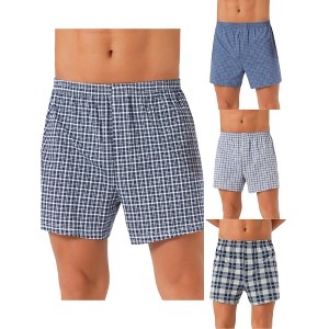 INSPIRE CHIC Men's 4 Pack Elastic Waistband Plaid Printing Boxer Shorts - 1 of 4