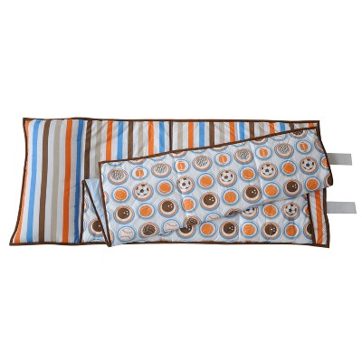 Bacati - Mod Sports Blue Orange Beige Brown Toddler Nap Mat