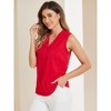 INSPIRE CHIC Women's Pleated V Neck Solid Work Sleeveless Blouse - 2 of 4
