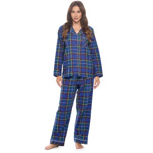 Casual Nights Women's Flannel Long Sleeve Button Down Pajama Set - 1 of 4