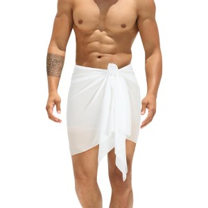 LA LEELA Men's Sarong Casual Pareo Summer Wrap One Size Pearl Solid - 1 of 4