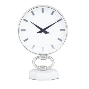 Stainless Steel Clock with Marble Base Silver - Olivia & May - 1 of 4