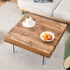 NicBex Natural Style Square MDF Coffee Table with Tempered Glass Legs,Density Board Sticker Center Table for Living Room - 2 of 4