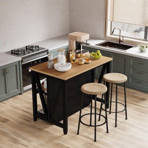 Large Kitchen Island with Storage, 47.2" Coffee Bar Table with Power Outlet & LED Lights, 3-Tier Microwave Stand Oven Shelf - 1 of 4