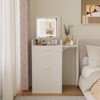 Small Vanity Desk Set with Flip-top Mirror and Lights White Compact Integrated Makeup Table with Storage Chair for Small Space - 2 of 4