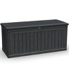 1pc 260 Gallon Deck Box, Black Resin Storage Container , Lockable Waterproof Bench for Patio & Garden Organization - Coolbibila - 2 of 4