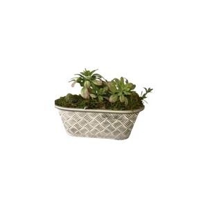Slickblue Decorative Oval Planter, Basketweave Texture Flower Pot, Indoor & Outdoor, Natural, 3 Size Options - 1 of 4