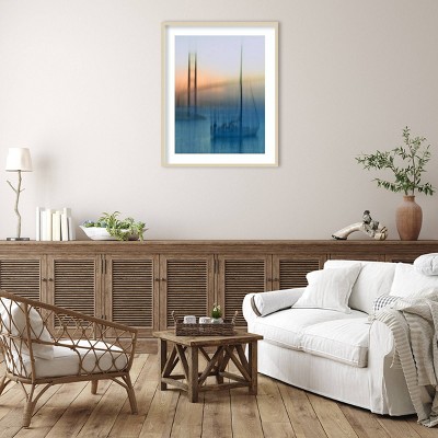 Sailboats on the Bay 33" x 41" Natural Wood Framed Print