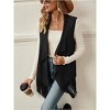 Women's Fringe Sleeveless Collar Longline Cardigan Vest Bohemian Layered Outerwear for Casual Outings, Music Festivals - 3 of 4