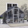 PawHut Large Catio Outdoor Cat Enclosure, Wooden Cat House for Multiple Kittens, with Waterproof Cover, Condos, Platforms, Bridge, Doors - 2 of 4