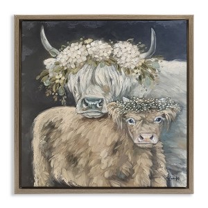 Stupell Industries Highland Cattle with Flower Garlands, 18" x 18" - 1 of 4
