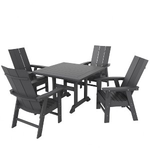 WestinTrends 5 Piece Outdoor Patio Dining Square Table and Modern Armchair Set - 1 of 2