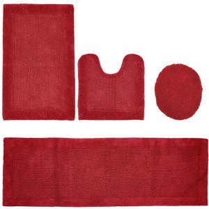 Edge Bath Rug 100% Premium Cotton Ultra-Soft Water Absorbent Tufted Solid Reversible 4 Piece Bathroom Rug Set for Machine Washable Bathmat - 1 of 2