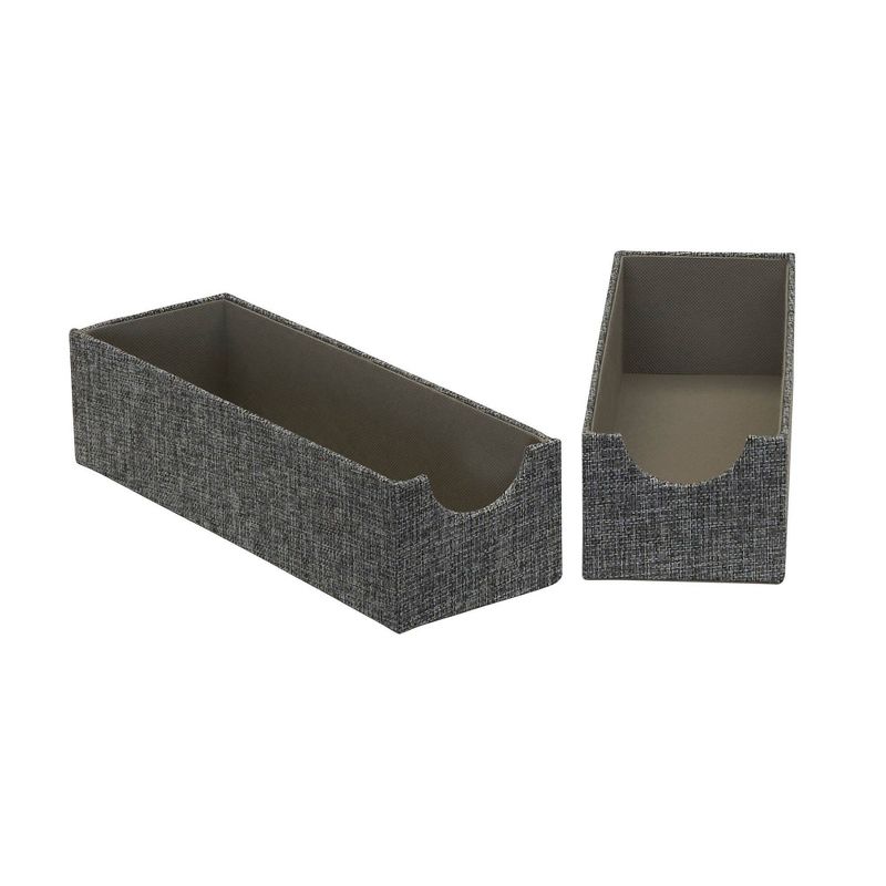Household Essentials Set of 2 Narrow Drawer Trays Graphite Linen, 1 of 11