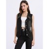 INSPIRE CHIC Women's Sleeveless Turndown Collared V Neck Button Down Waistcoat Denim Vest - 4 of 4