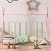 COWLOWN Twin House Platform Bed, Metal Frame with Safety Railings, Triangle Structure & Wood Slats - 3 of 4