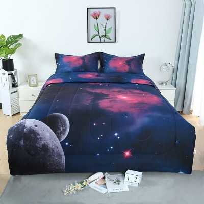 Full/Queen Polyester Galaxies All-season 3D Space Themed with 2 Pillowcases Bedding Sets - PiccoCasa