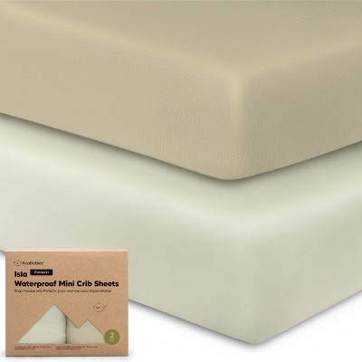 KeaBabies 2pk Isla Waterproof Mini Crib Sheets for Boy, Girl, Soft Pack and Play Sheets for Graco Pack and Play Mattress