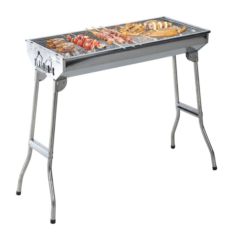 Outsunny 28" Stainless Steel Small Portable Folding Charcoal BBQ Grill Set, 4 of 9