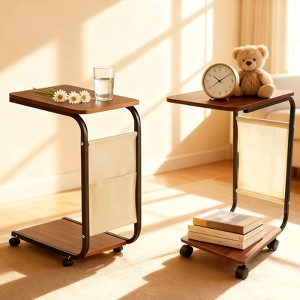 TiramisuBest Small Coffee Table with Storage Rolling Side Table Slide Under Sofa for Living Room Bedroom Apartment Easy Assembly - 1 of 4