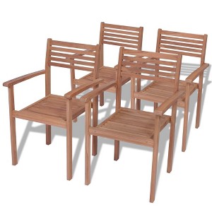 vidaXL Stackable Patio Chairs 4 pcs Solid Teak Wood - 1 of 4