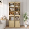Narrow Bathroom Cabinet, 70" H Tall Slim Storage Cabinet with Glass Door and Open Shelves, Freestanding Storage Cabinets - 4 of 4