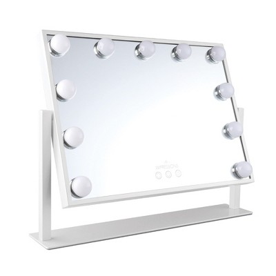 Champagne Gold Rectangular Iron Lighted Makeup Mirror with Touch Sensor