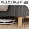 Full/Queen/King Size Bed Frame, Upholstered Platform Velvet Bed Frame with Vertical Channel Tufted Wingback Headboard - 4 of 4
