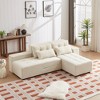 Convertible 3-in-1 Corduroy Sleeper Sectional Sofa with Storage & 4 Pillows, Modular Couch Bed with Ottoman for Living Room - 3 of 4