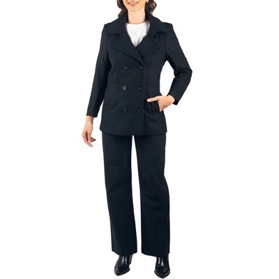 Alpine Swiss Emma Women's Wool Peacoat – Double-Breasted 3/4 Length Overcoat, Stylish & Warm Blazer for Fall & Winter Black 2XL — фото 6