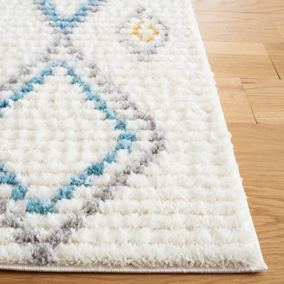 Ivory and Gray Synthetic Hand-knotted Rectangular Area Rug