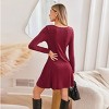 Women's Burgundy Elegant Ribbed Square Neck Knit Dress - Cupshe - 4 of 4