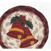 Earth Rugs Holiday Bell Printed Coaster – 5"x5" Braided Jute, Rustic Christmas Table Accent - 2 of 3