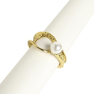 SOHI Women's Metallic Gold Dented Pearl Statement Bracelet - 1 of 4