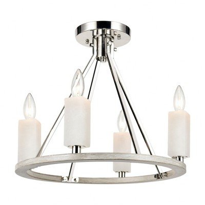 Elk Home White Stone 4 - Light Semi-Flush Mount in  Polished Nickel