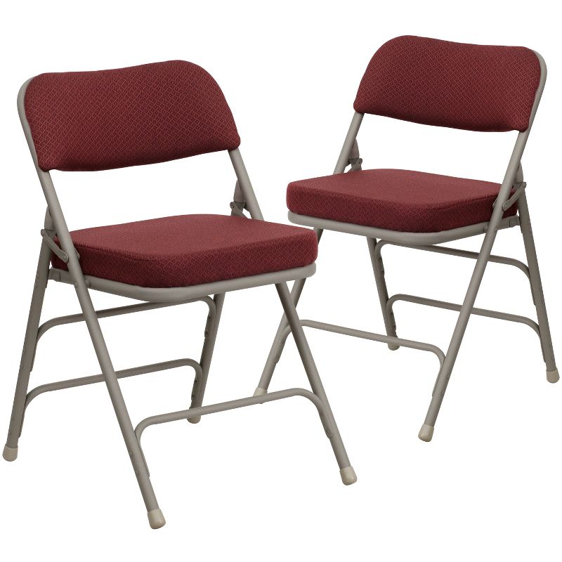 Flash Furniture 2 Pack HERCULES Series Premium Curved Triple Braced & Double Hinged Fabric Upholstered Metal Folding Chair, 1 of 12