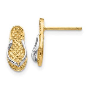 Black Bow Jewelry Small 3D Two Tone Flip Flop Post Earrings in 14k Gold - 1 of 4